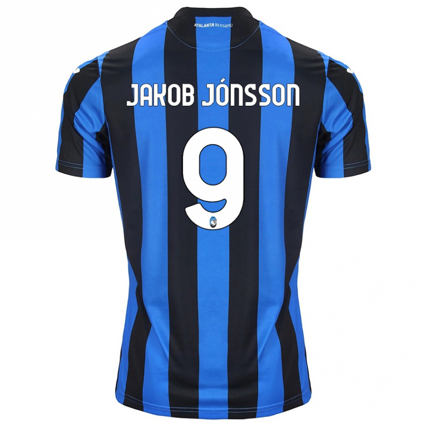 Kids Football Birkir Jakob Jónsson #9 Blue Black Home Jersey 2024/25 T-Shirt Uk