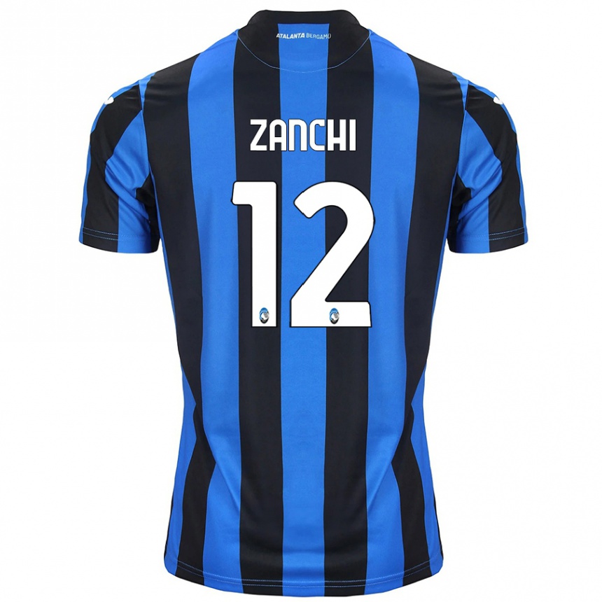 Kids Football Edoardo Zanchi #12 Blue Black Home Jersey 2024/25 T-Shirt Uk