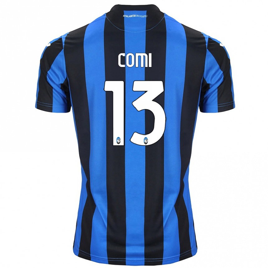 Kids Football Pietro Comi #13 Blue Black Home Jersey 2024/25 T-Shirt Uk