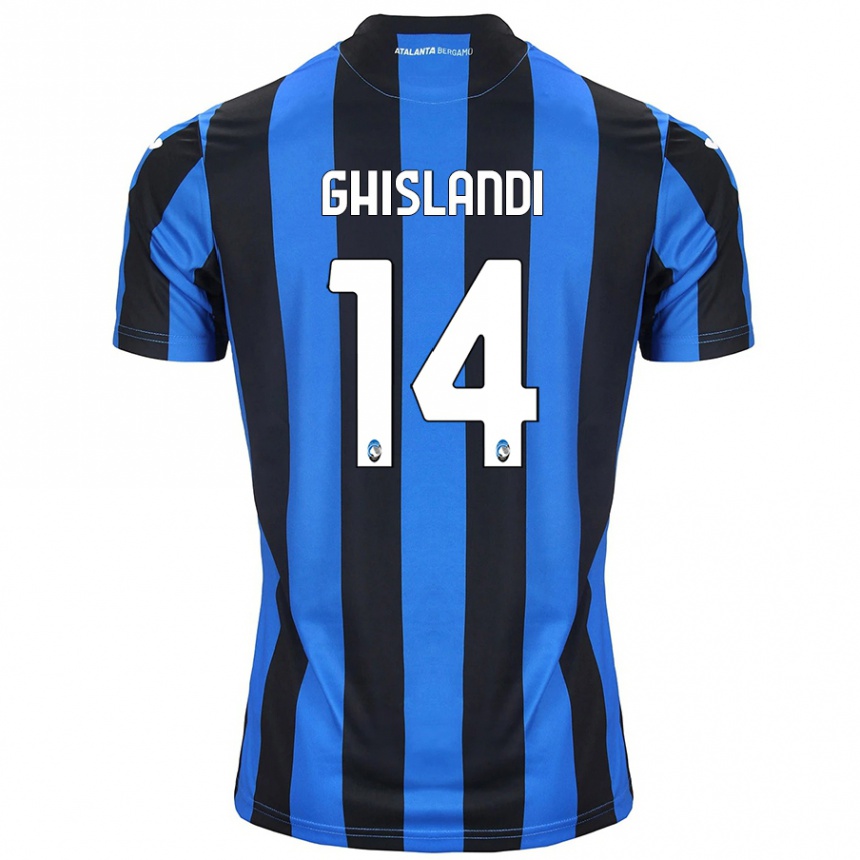 Kids Football Davide Ghislandi #14 Blue Black Home Jersey 2024/25 T-Shirt Uk