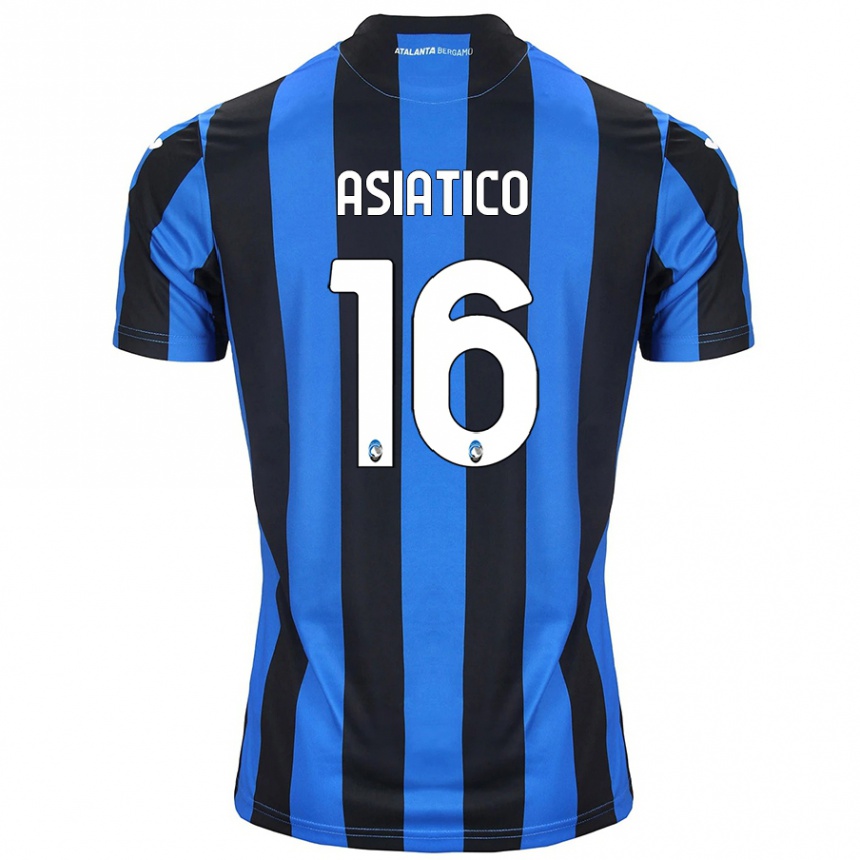 Kids Football Pietro Asiatico #16 Blue Black Home Jersey 2024/25 T-Shirt Uk