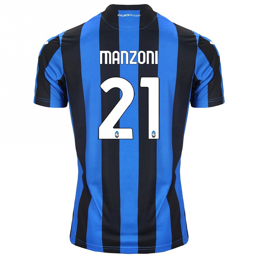 Kids Football Alberto Manzoni #21 Blue Black Home Jersey 2024/25 T-Shirt Uk