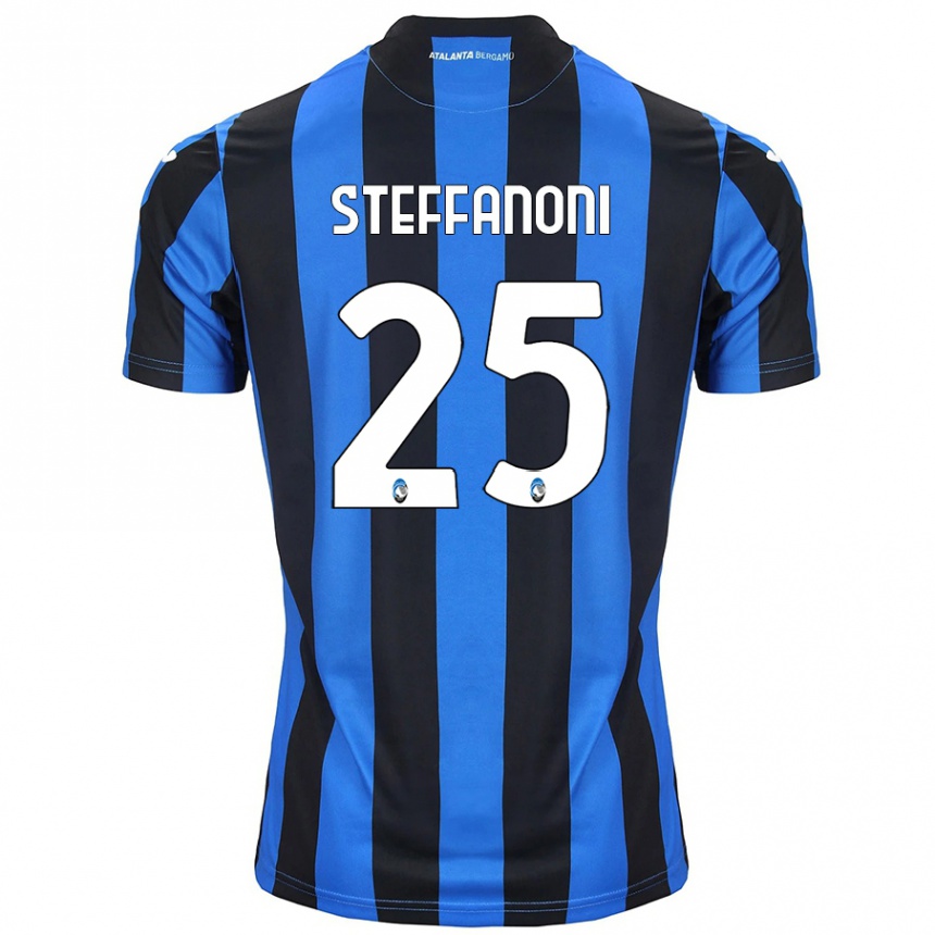 Kids Football Federico Steffanoni #25 Blue Black Home Jersey 2024/25 T-Shirt Uk