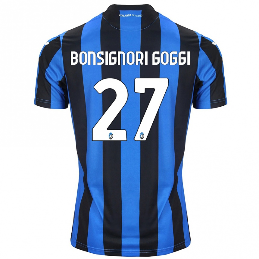 Kids Football Lorenzo Bonsignori Goggi #27 Blue Black Home Jersey 2024/25 T-Shirt Uk