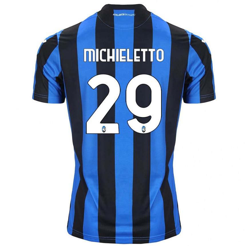 Kids Football Andrea Michieletto #29 Blue Black Home Jersey 2024/25 T-Shirt Uk