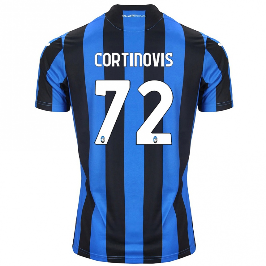 Kids Football Alessandro Cortinovis #72 Blue Black Home Jersey 2024/25 T-Shirt Uk