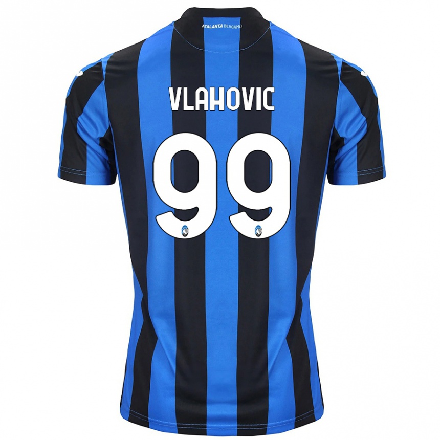 Kids Football Vanja Vlahovic #99 Blue Black Home Jersey 2024/25 T-Shirt Uk