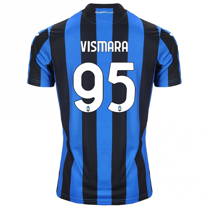 Kids Football Paolo Vismara #95 Blue Black Home Jersey 2024/25 T-Shirt Uk