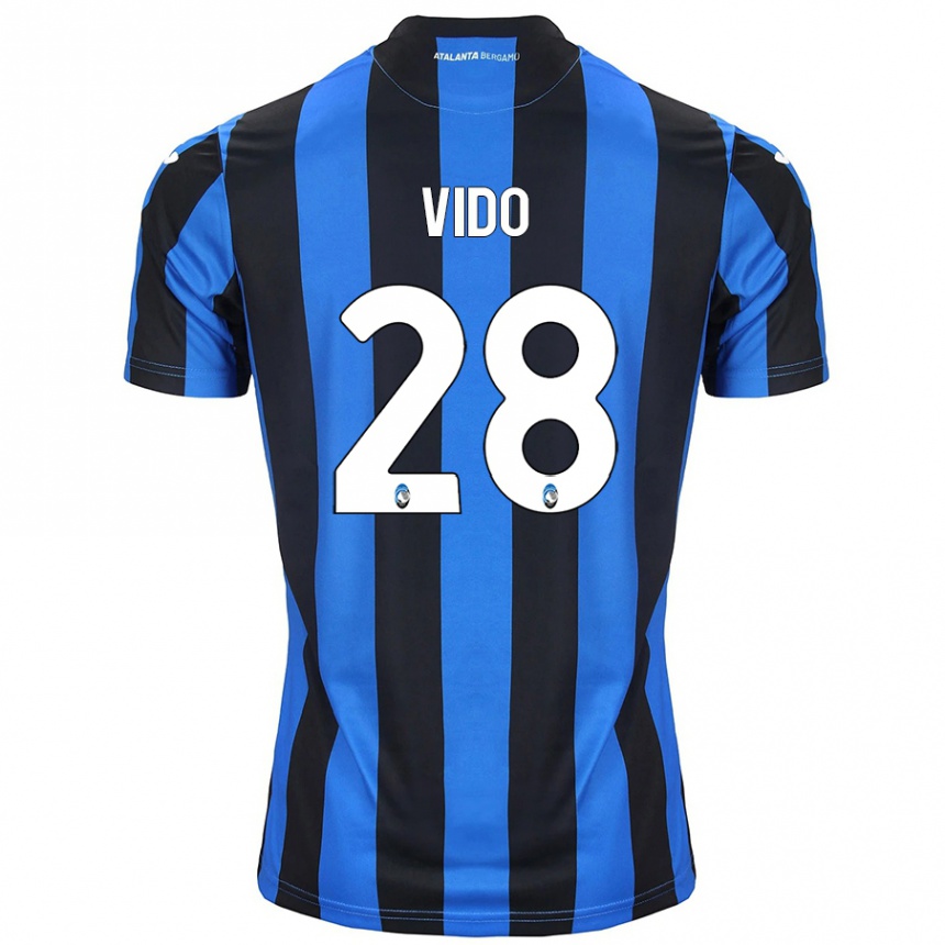 Kids Football Luca Vido #28 Blue Black Home Jersey 2024/25 T-Shirt Uk