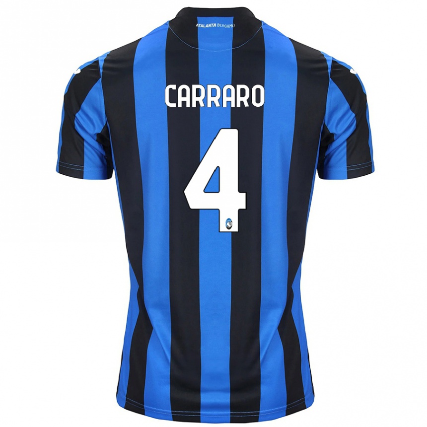 Kids Football Marco Carraro #4 Blue Black Home Jersey 2024/25 T-Shirt Uk