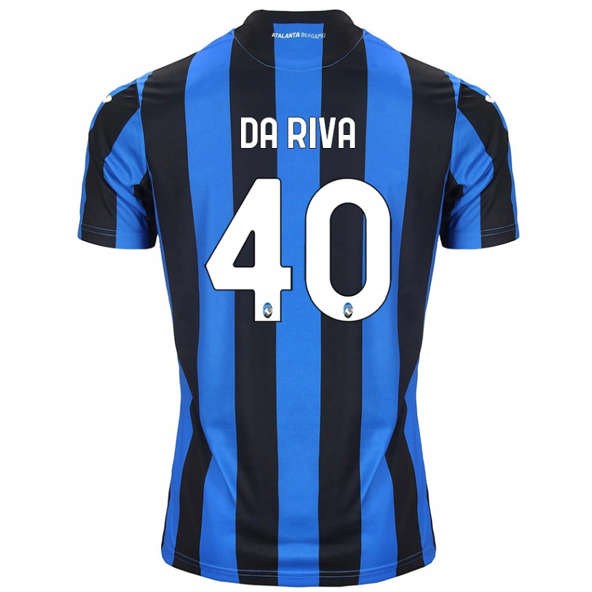 Kids Football Jacopo Da Riva #40 Blue Black Home Jersey 2024/25 T-Shirt Uk