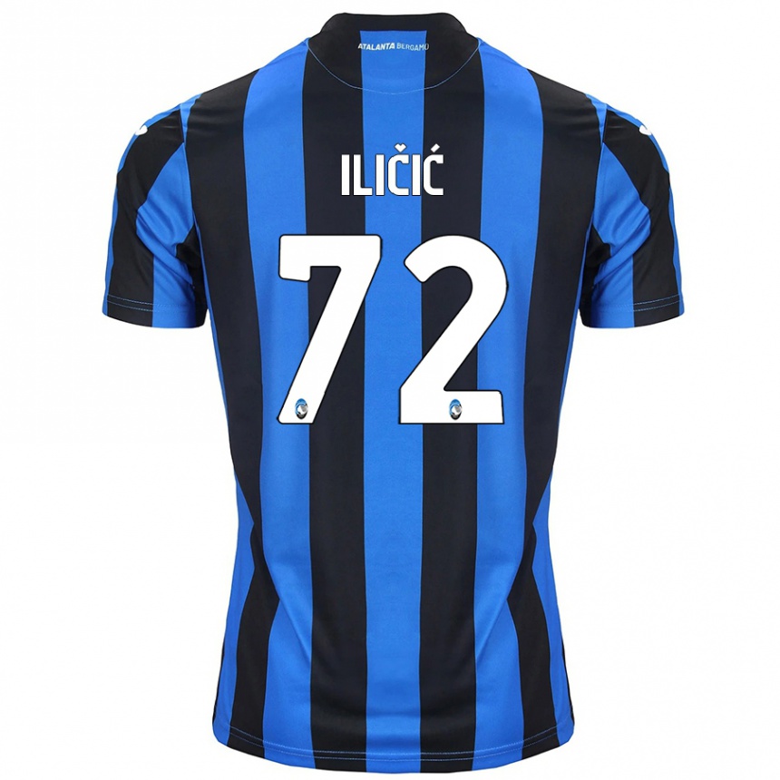 Kids Football Josip Ilicic #72 Blue Black Home Jersey 2024/25 T-Shirt Uk