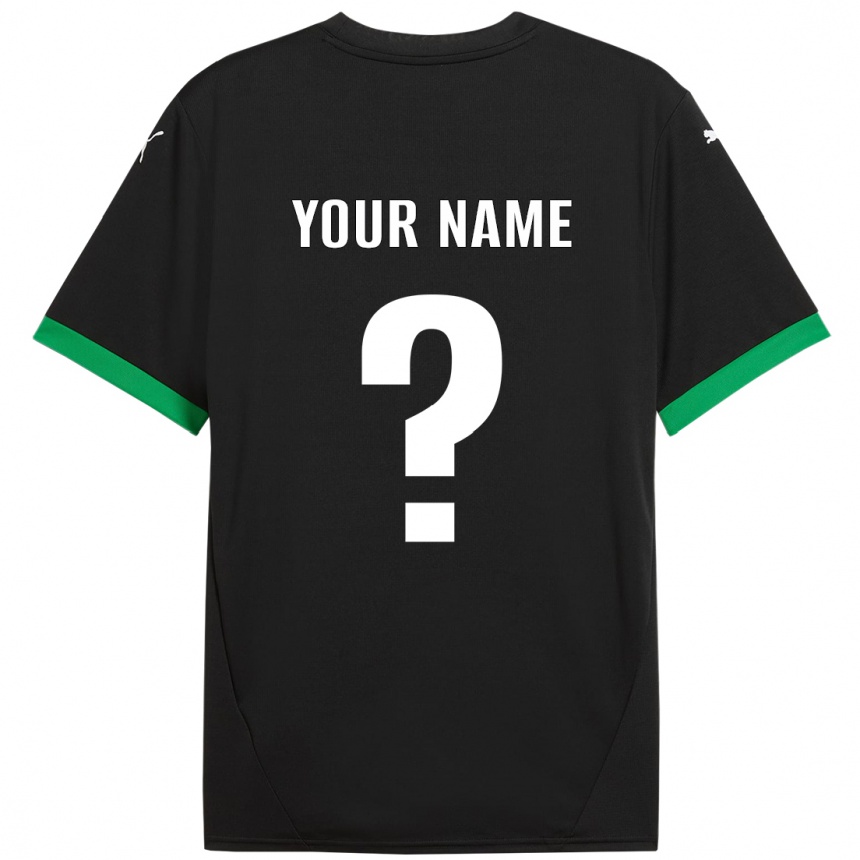 Kids Football Your Name #0 Black Dark Green Home Jersey 2024/25 T-Shirt Uk