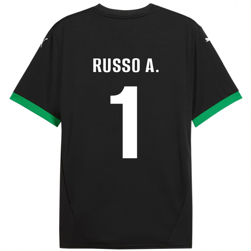 Kids Football Alessandro Russo #1 Black Dark Green Home Jersey 2024/25 T-Shirt Uk