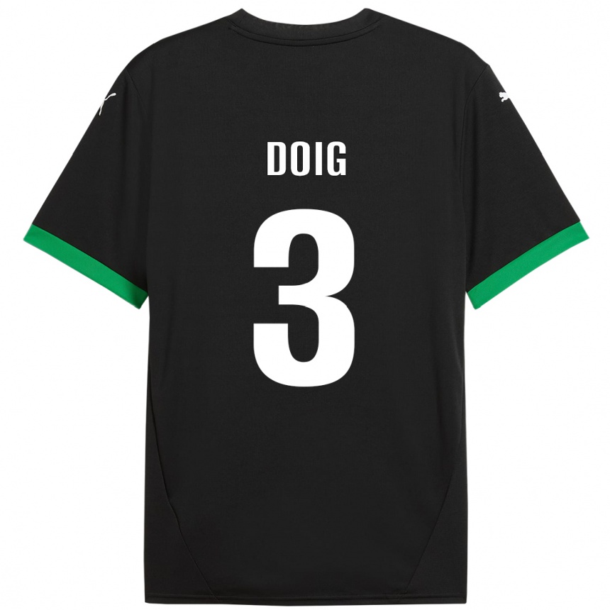 Kids Football Josh Doig #3 Black Dark Green Home Jersey 2024/25 T-Shirt Uk