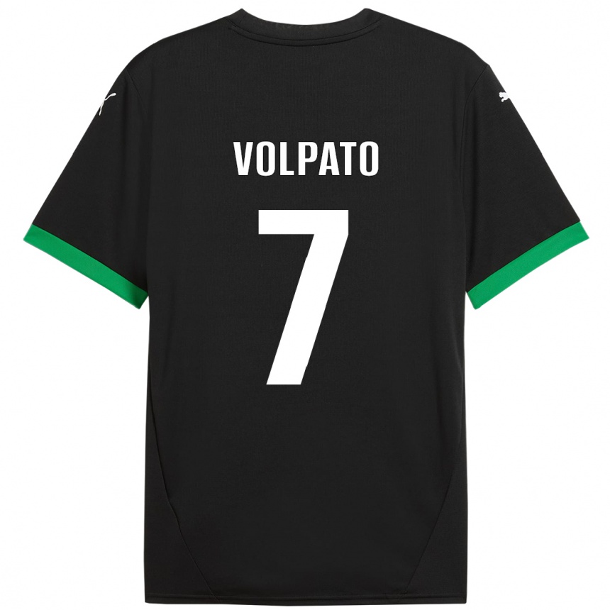 Kids Football Cristian Volpato #7 Black Dark Green Home Jersey 2024/25 T-Shirt Uk