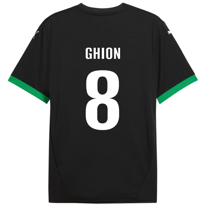 Kids Football Andrea Ghion #8 Black Dark Green Home Jersey 2024/25 T-Shirt Uk