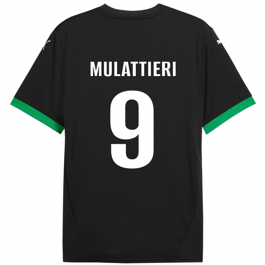 Kids Football Samuele Mulattieri #9 Black Dark Green Home Jersey 2024/25 T-Shirt Uk