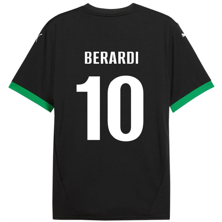 Kids Football Domenico Berardi #10 Black Dark Green Home Jersey 2024/25 T-Shirt Uk