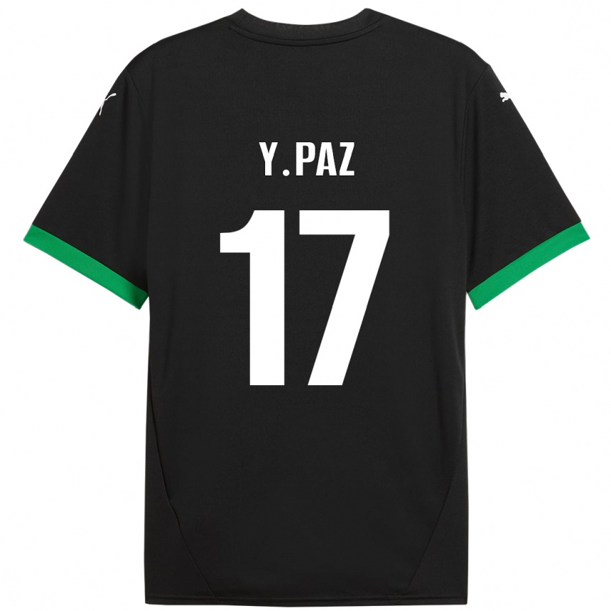 Kids Football Yeferson Paz #17 Black Dark Green Home Jersey 2024/25 T-Shirt Uk