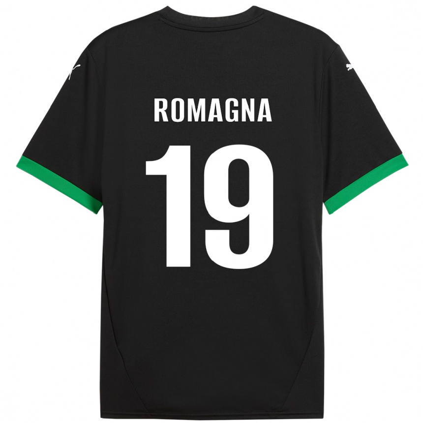 Kids Football Filippo Romagna #19 Black Dark Green Home Jersey 2024/25 T-Shirt Uk