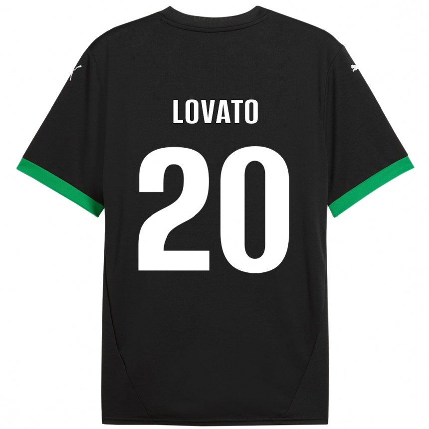 Kids Football Matteo Lovato #20 Black Dark Green Home Jersey 2024/25 T-Shirt Uk