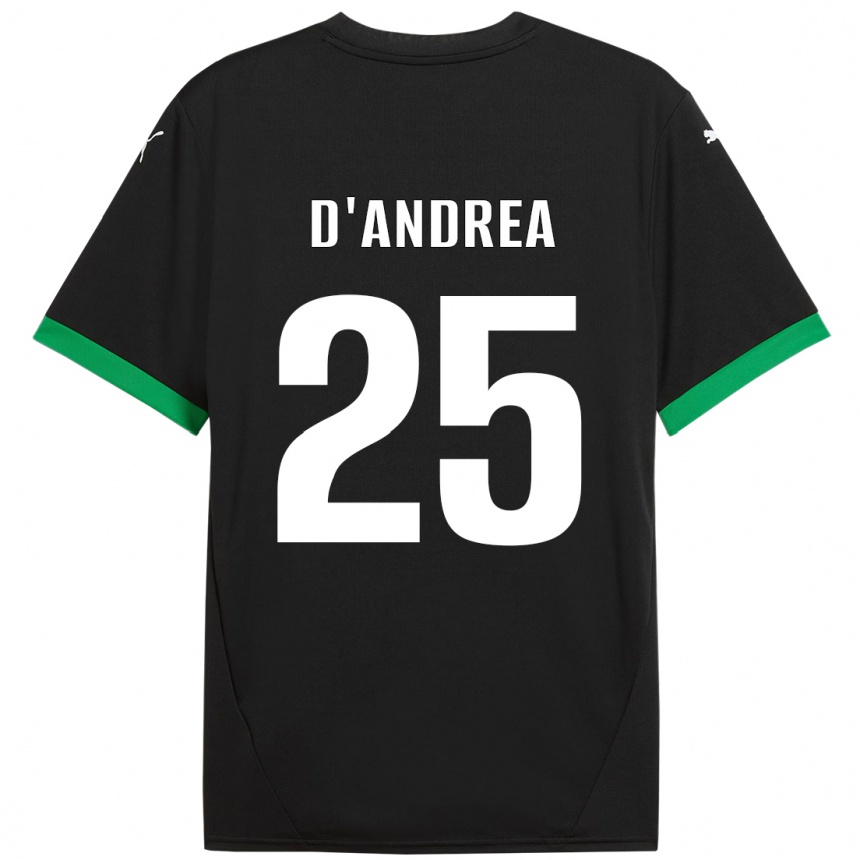 Kids Football Luca D'andrea #25 Black Dark Green Home Jersey 2024/25 T-Shirt Uk