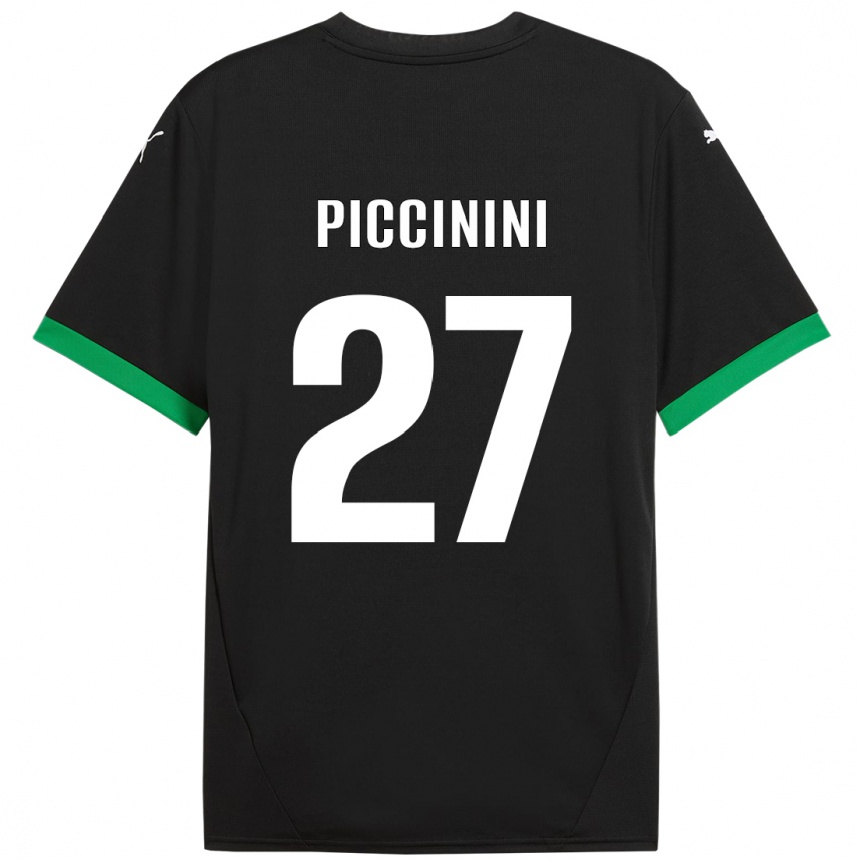 Kids Football Stefano Piccinini #27 Black Dark Green Home Jersey 2024/25 T-Shirt Uk