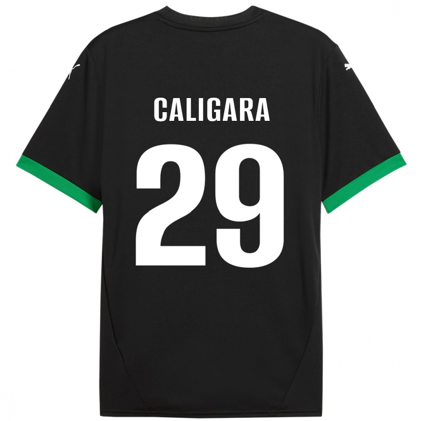 Kids Football Fabrizio Caligara #29 Black Dark Green Home Jersey 2024/25 T-Shirt Uk