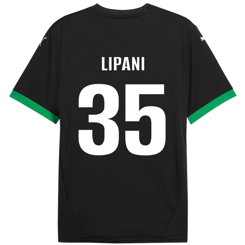 Kids Football Luca Lipani #35 Black Dark Green Home Jersey 2024/25 T-Shirt Uk