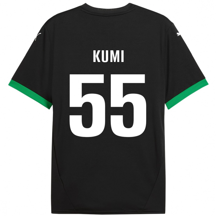 Kids Football Justin Kumi #55 Black Dark Green Home Jersey 2024/25 T-Shirt Uk