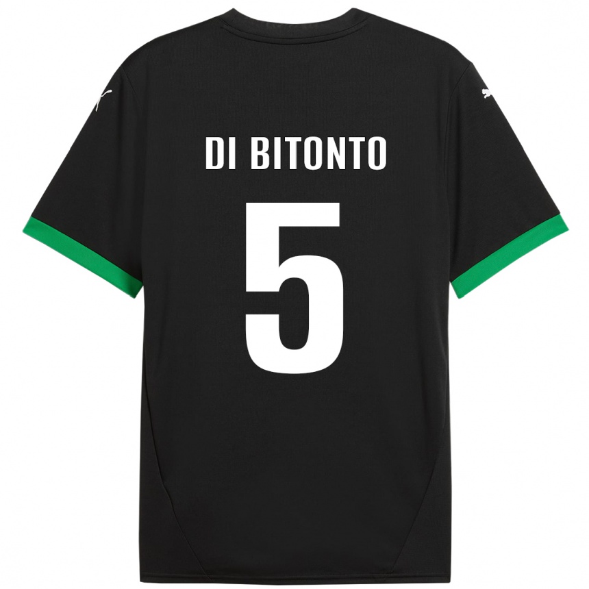 Kids Football Alessandro Di Bitonto #5 Black Dark Green Home Jersey 2024/25 T-Shirt Uk