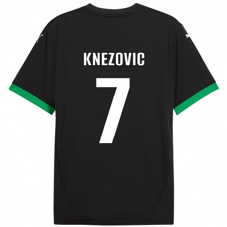 Kids Football Borna Knezovic #7 Black Dark Green Home Jersey 2024/25 T-Shirt Uk