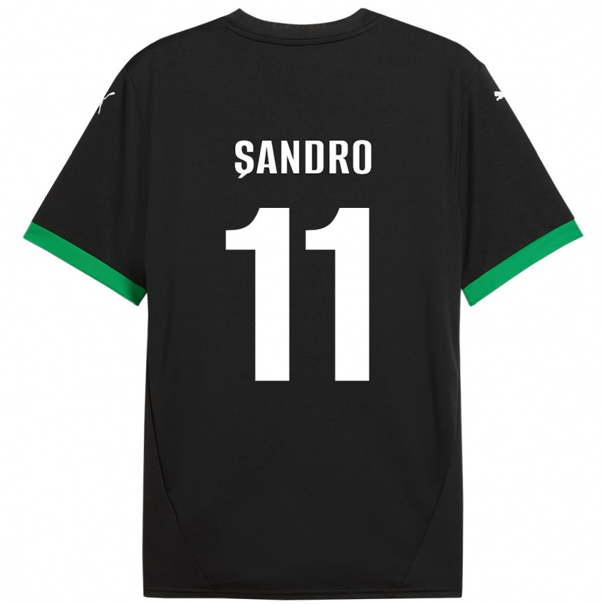 Kids Football Denis Șandro #11 Black Dark Green Home Jersey 2024/25 T-Shirt Uk