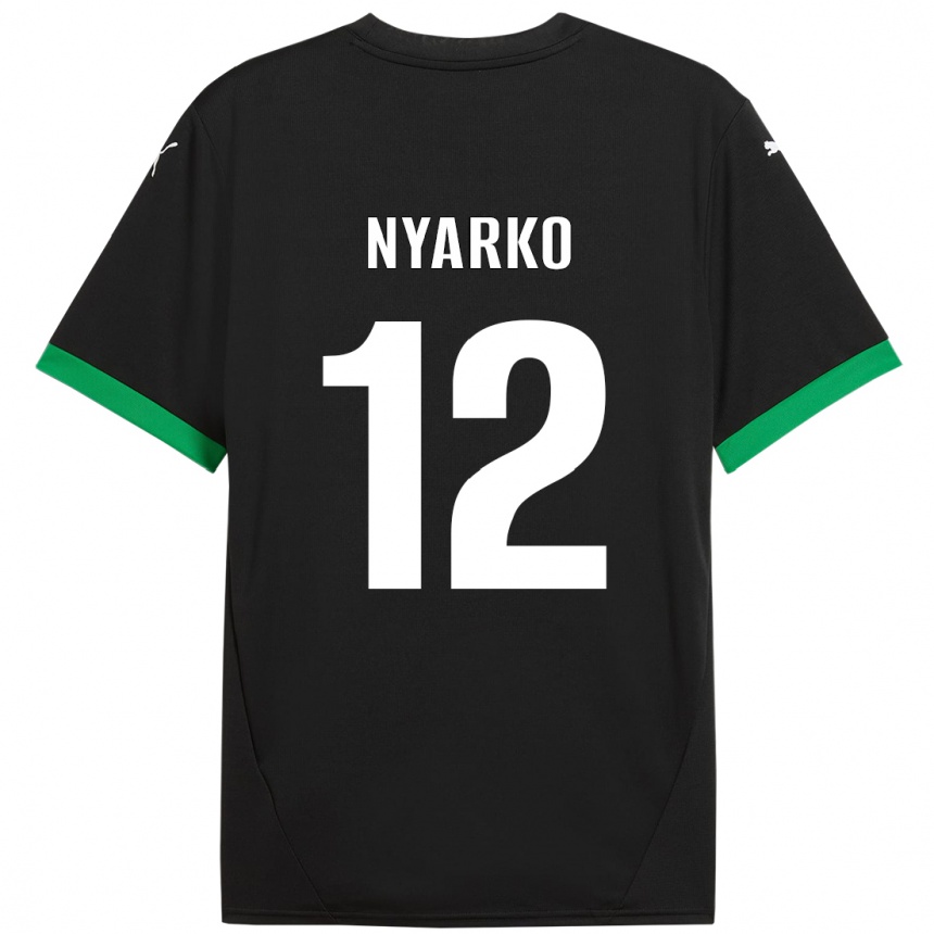 Kids Football Lorenzo Nyarko #12 Black Dark Green Home Jersey 2024/25 T-Shirt Uk