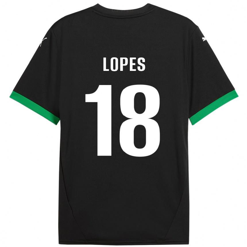 Kids Football Emerick Lopes #18 Black Dark Green Home Jersey 2024/25 T-Shirt Uk