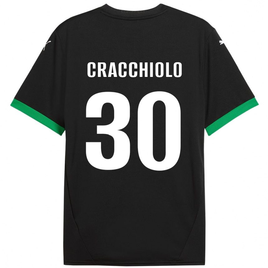 Kids Football Leonardo Cracchiolo #30 Black Dark Green Home Jersey 2024/25 T-Shirt Uk