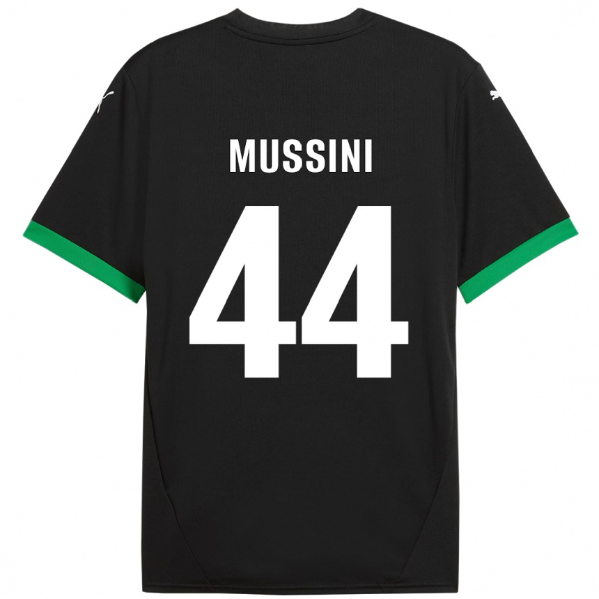 Kids Football Andrea Mussini #44 Black Dark Green Home Jersey 2024/25 T-Shirt Uk