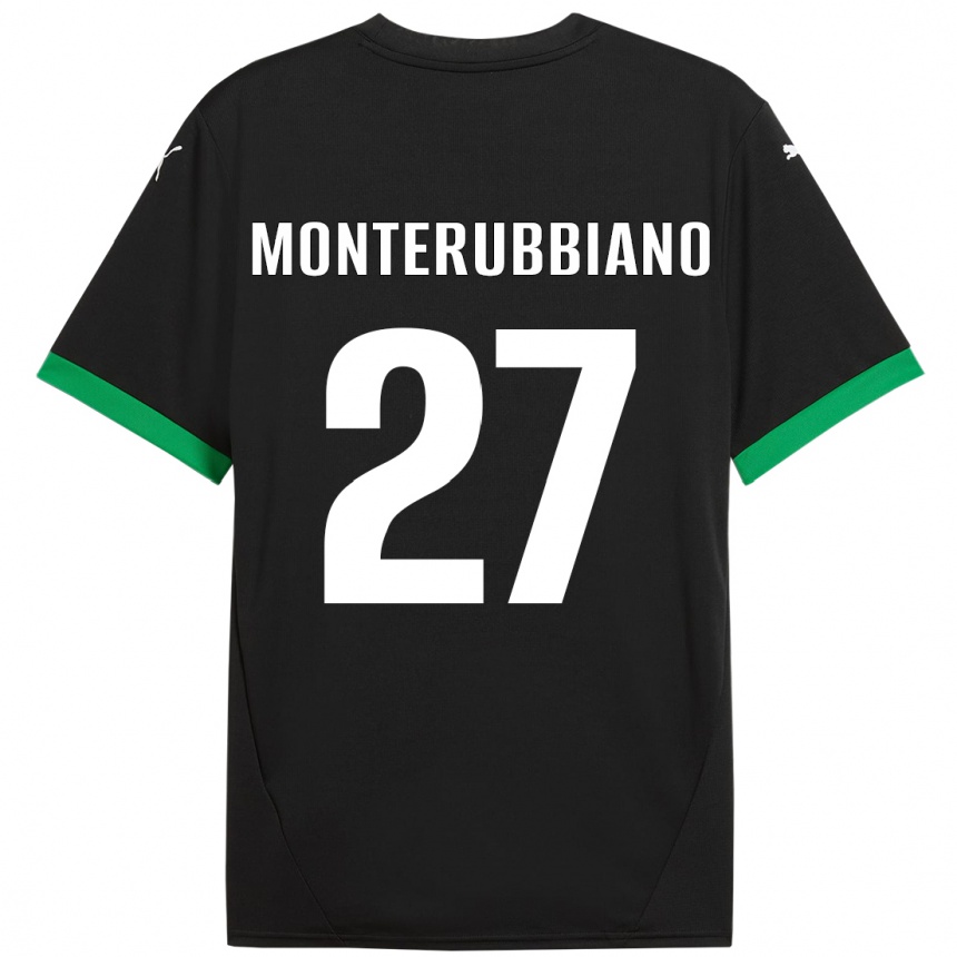 Kids Football Valeria Monterubbiano #27 Black Dark Green Home Jersey 2024/25 T-Shirt Uk