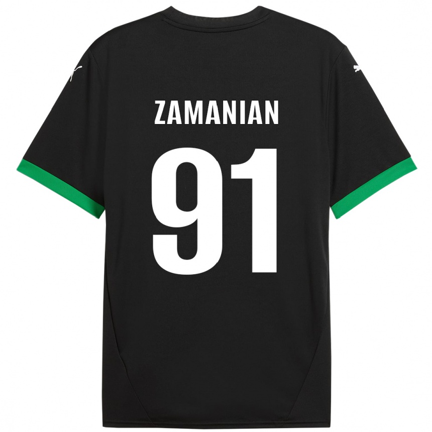 Kids Football Annahita Zamanian #91 Black Dark Green Home Jersey 2024/25 T-Shirt Uk