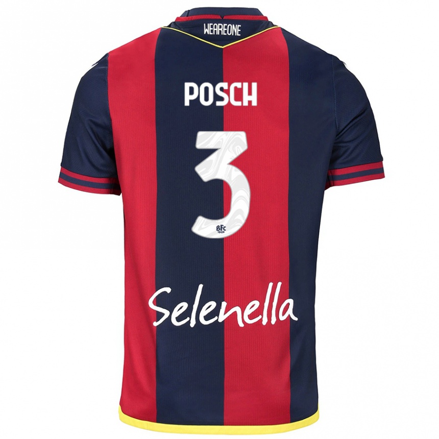 Kids Football Stefan Posch #3 Red Royal Blue Home Jersey 2024/25 T-Shirt Uk