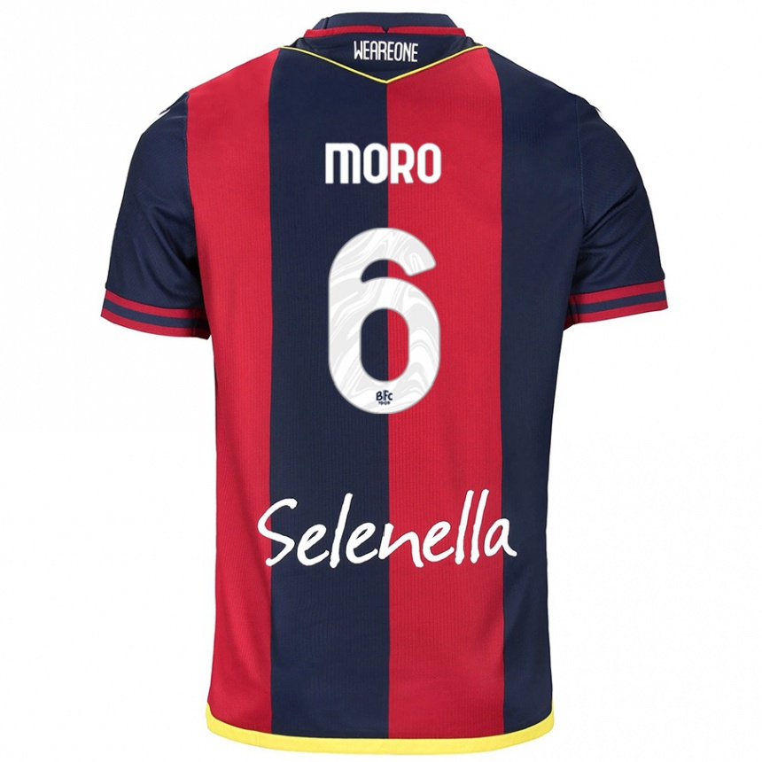 Kids Football Nikola Moro #6 Red Royal Blue Home Jersey 2024/25 T-Shirt Uk