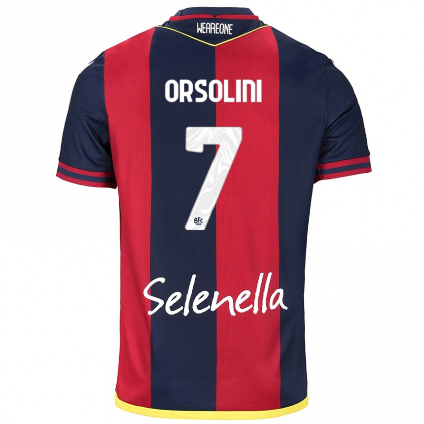 Kids Football Riccardo Orsolini #7 Red Royal Blue Home Jersey 2024/25 T-Shirt Uk