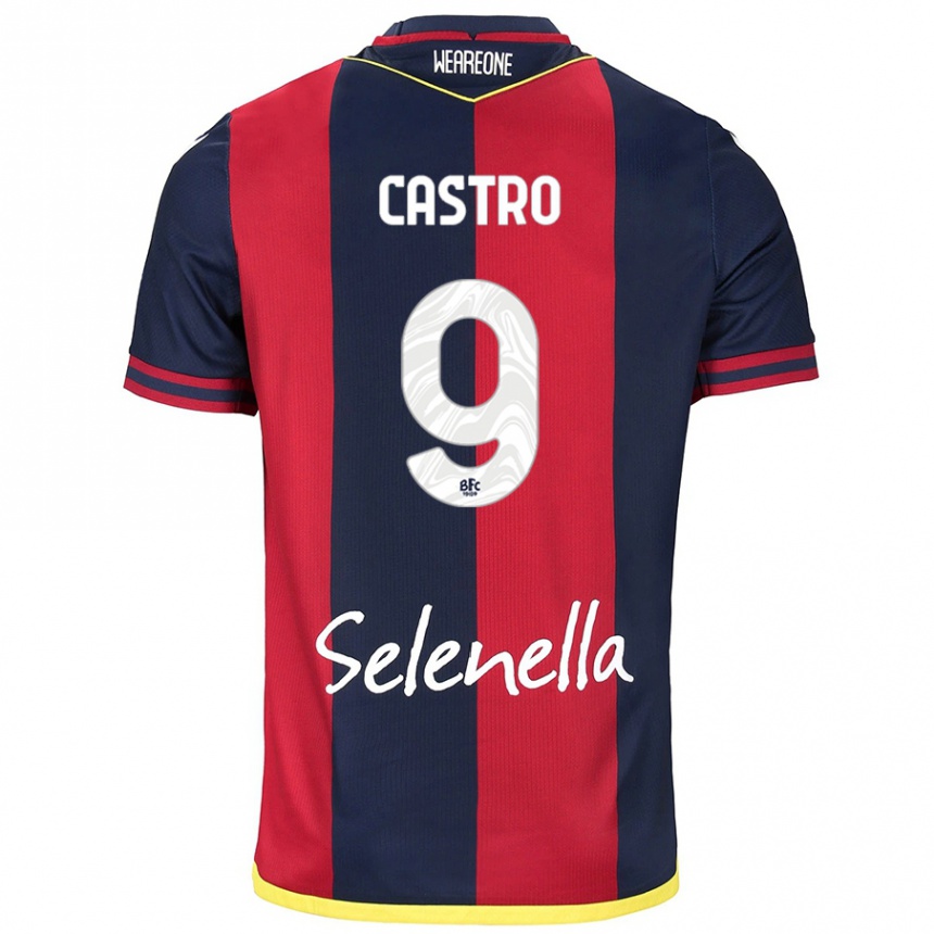 Kids Football Santiago Castro #9 Red Royal Blue Home Jersey 2024/25 T-Shirt Uk