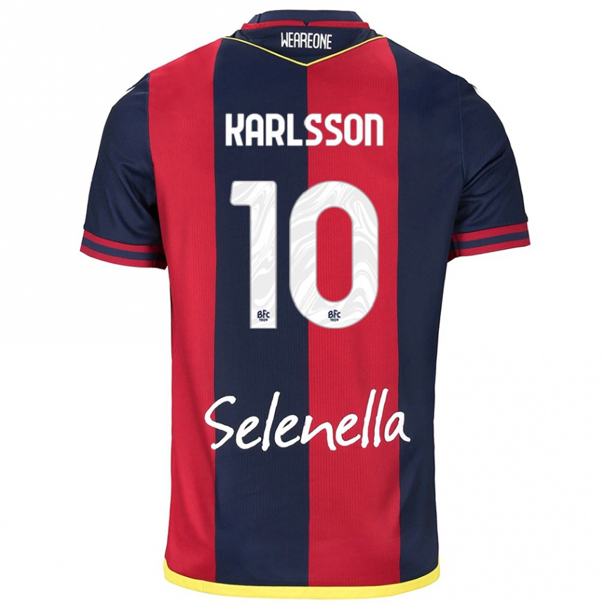 Kids Football Jesper Karlsson #10 Red Royal Blue Home Jersey 2024/25 T-Shirt Uk