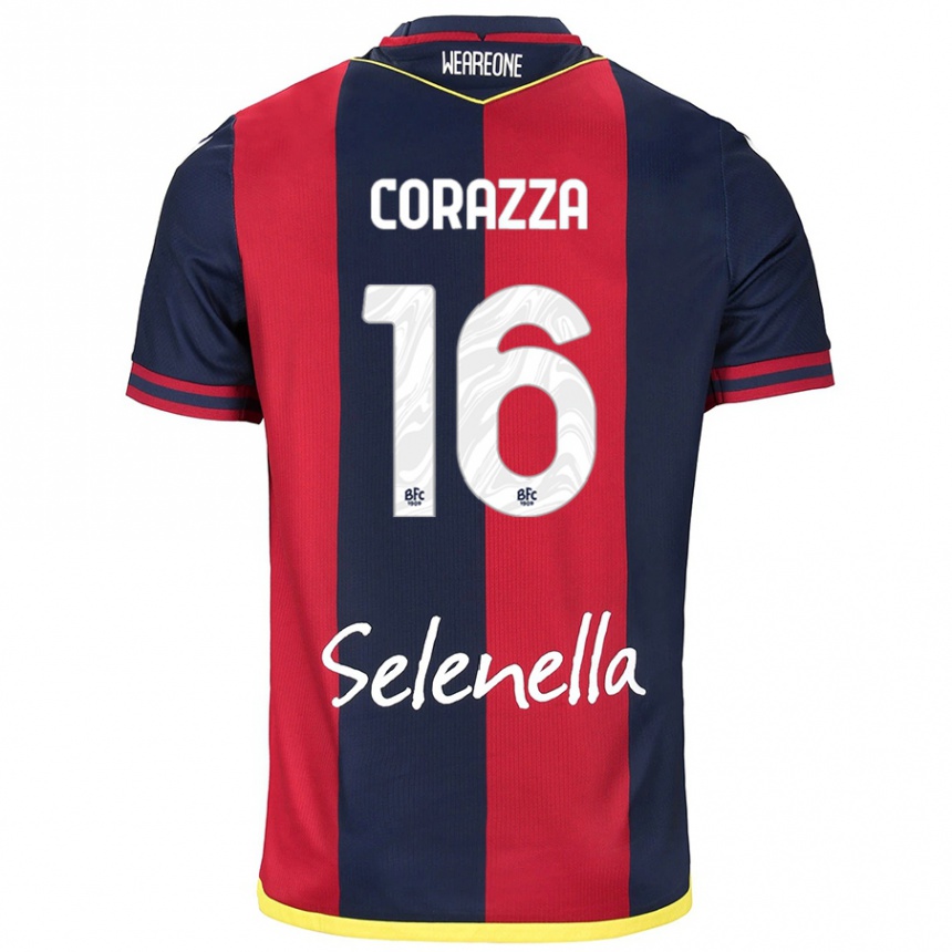 Kids Football Tommaso Corazza #16 Red Royal Blue Home Jersey 2024/25 T-Shirt Uk