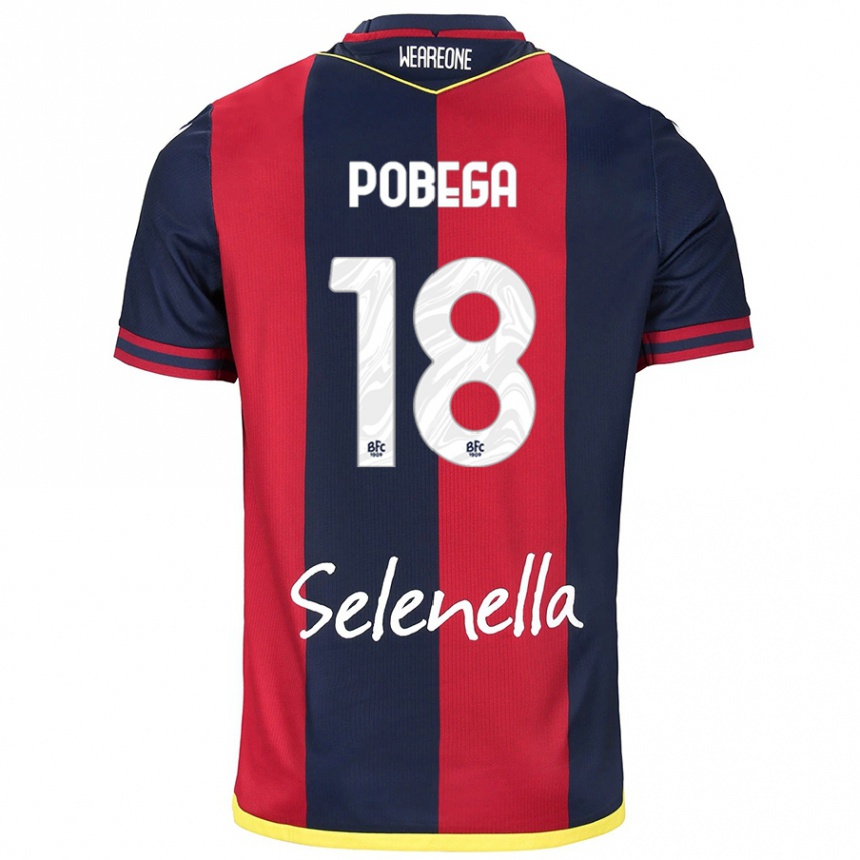 Kids Football Tommaso Pobega #18 Red Royal Blue Home Jersey 2024/25 T-Shirt Uk