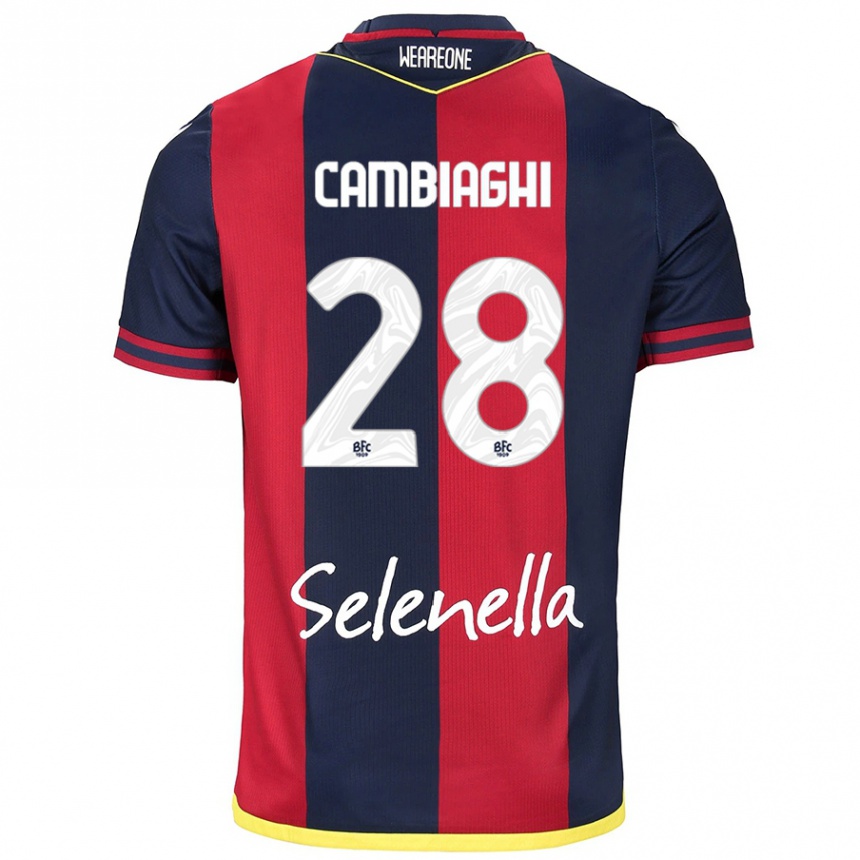 Kids Football Nicolò Cambiaghi #28 Red Royal Blue Home Jersey 2024/25 T-Shirt Uk