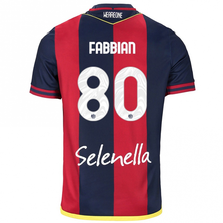 Kids Football Giovanni Fabbian #80 Red Royal Blue Home Jersey 2024/25 T-Shirt Uk