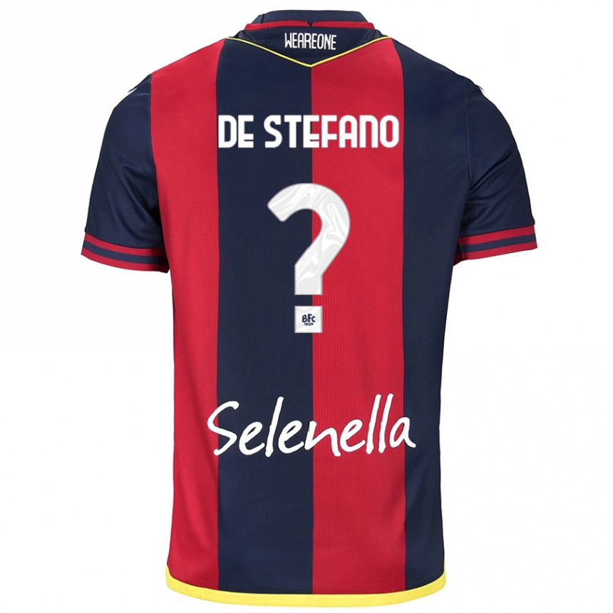 Kids Football Nicolò De Stefano #0 Red Royal Blue Home Jersey 2024/25 T-Shirt Uk